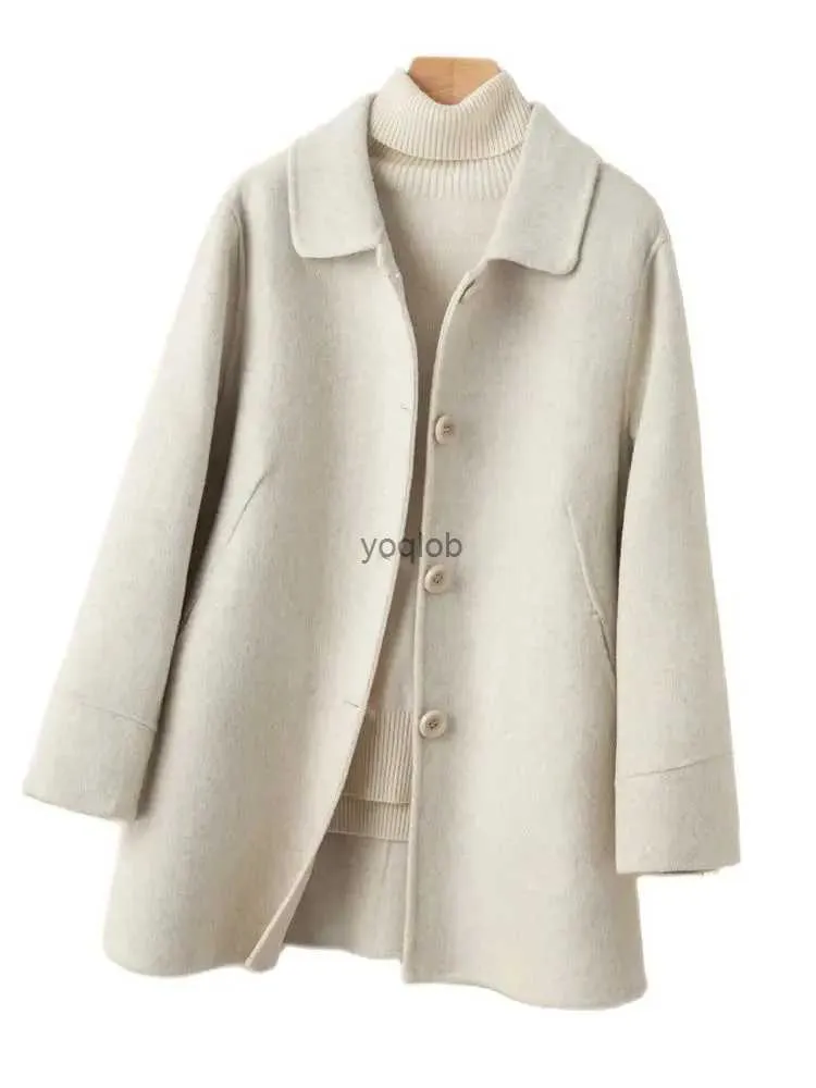 Trench damski płaszcze Caixingle 2024 Autumn Zima Płaszcz Kobieta wełniana kurtka koreańska dwustronna dwustronna długa kaszmirowa odzież zewnętrzna żeńska odzież 2403