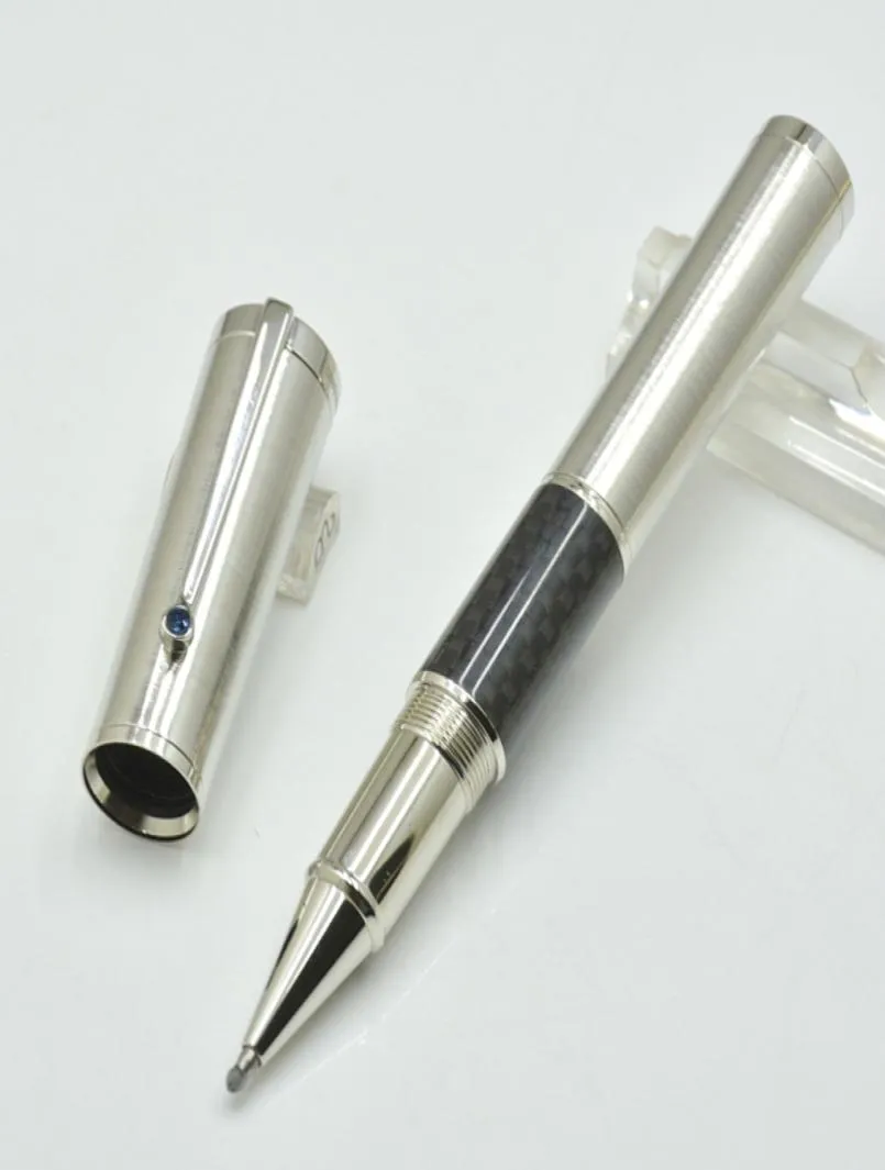 high quality Silver and Black carbon fibe roller ball pen Fountain pen office stationery luxurs ink pens5104369