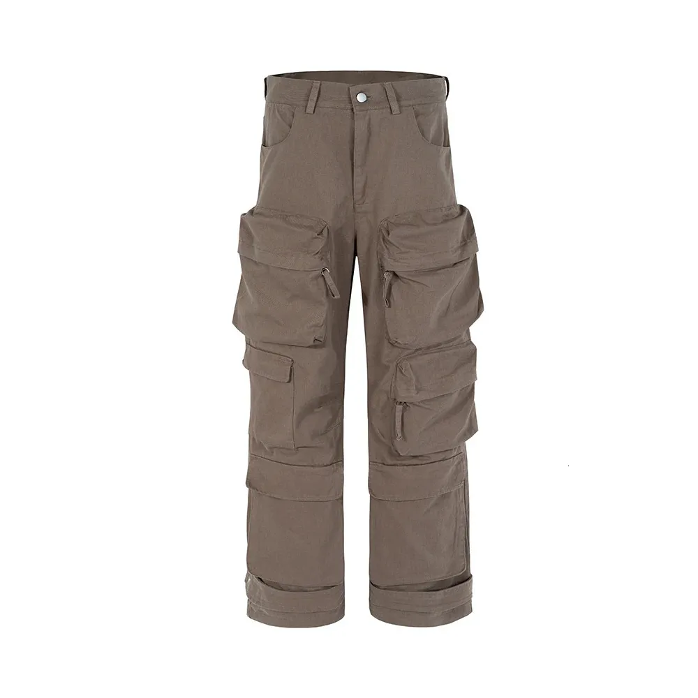 Y2K Multi-Pockets Proste workowate spodnie dla mężczyzn Pantalones Hombre Black kombinezon Lose Casual Spodle 110408