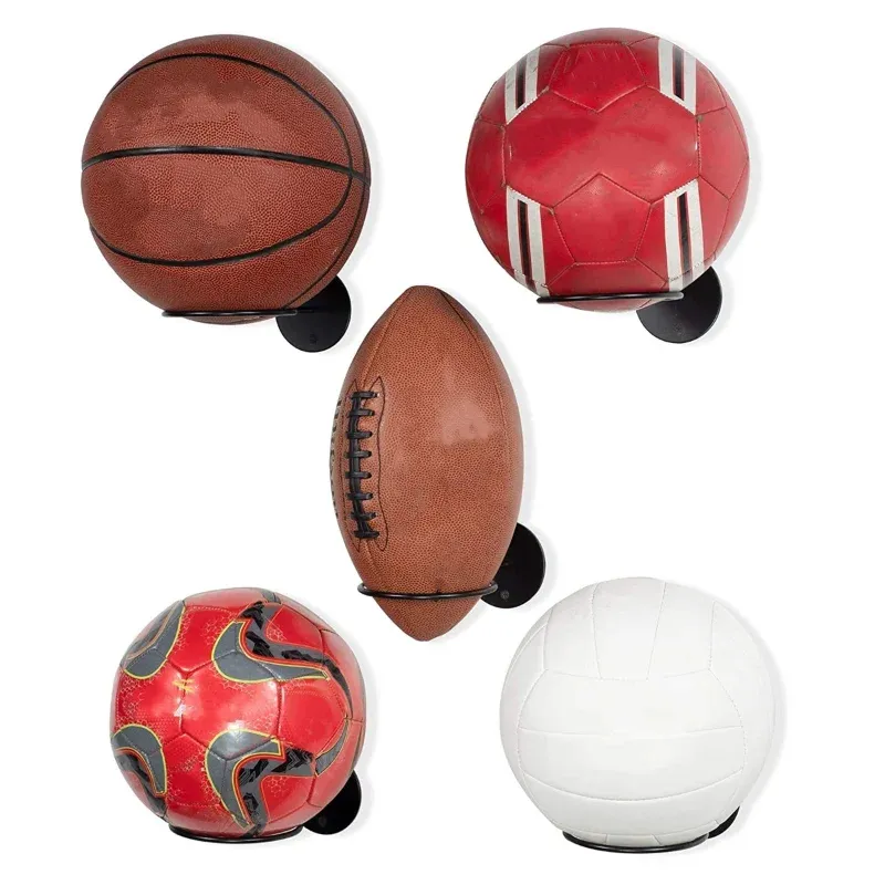 Racks Wall Mount Ball Storage Rack Iron Basketball Display Holder Football Rugby Volleyball Hanging Stand Space Saving Home Organizer