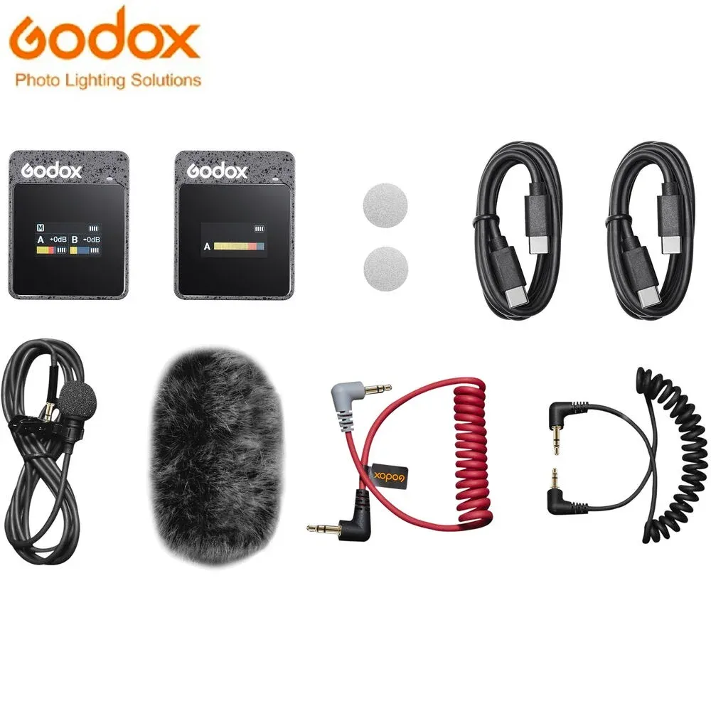 Accessoires Godox Movelink II M1 Compact draadloos microfoonsysteem voor camera's smartphones met 3,5 mm (2,4 GHz, zwart)