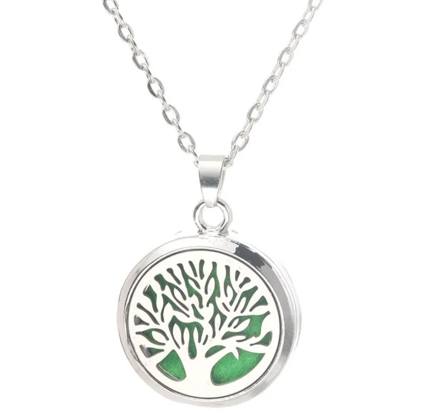 Tree Of Life Aroma Box Necklace Magnetic Stainless Steel Essential Oil Diffuser Perfume Box Locket Pendant Jewelry1485194