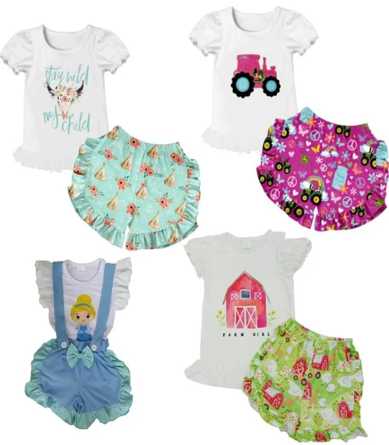 Toddler Baby Girls Clothing Outfits New Design Kids Summer Clothes Set Milk Silk Kids Short Sleeve Short Pants Set 3M16T Bulk Who4274091