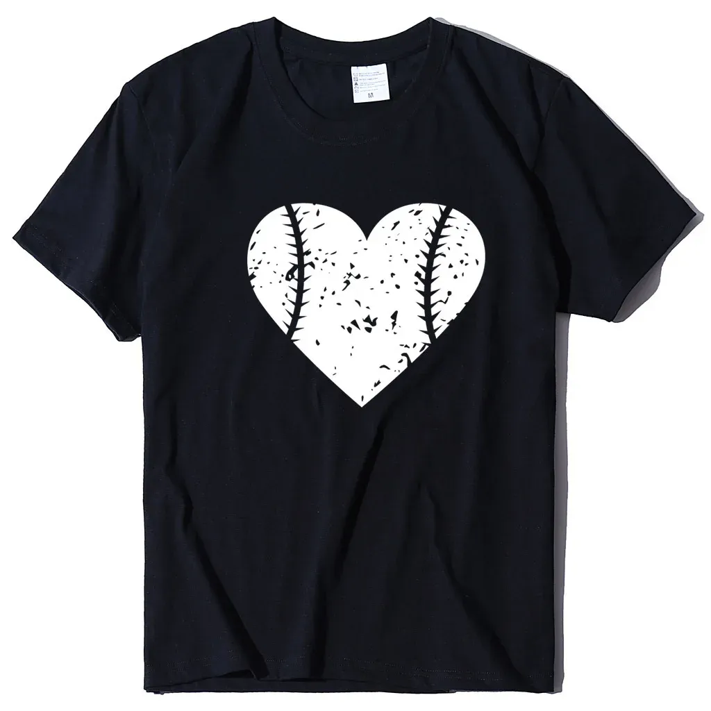 Dresses Pure cotton female love baseball pattern printing Tshirt casual style new Tshirt women's top White