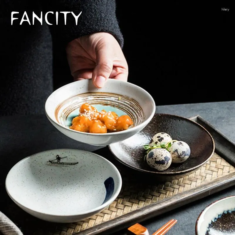 Skålar fancity japansk stil rund skål med små fötter grunt sidorätten krydda restaurang