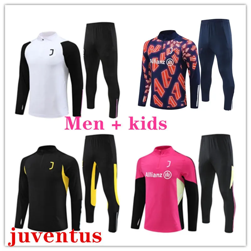 Juventus Tracksuit 2023 2024 Soccer Jerseys Pogba Vlahovic Chiesa 22 23 24 Juventus Training Suit Men KIDS KIT FOOTBALL JACKA JAGNINGAR JOGGINGAR