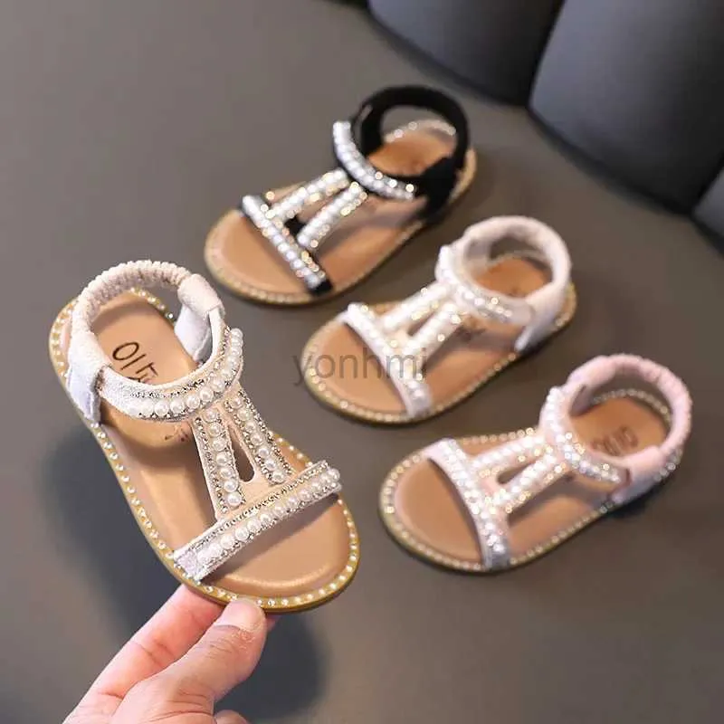 Sandali da ragazza slippista estate perla splendente scarpe da principessa perla coreana edizione eva sandali sandali scarpa per ragazza sandalias de mujer 240408