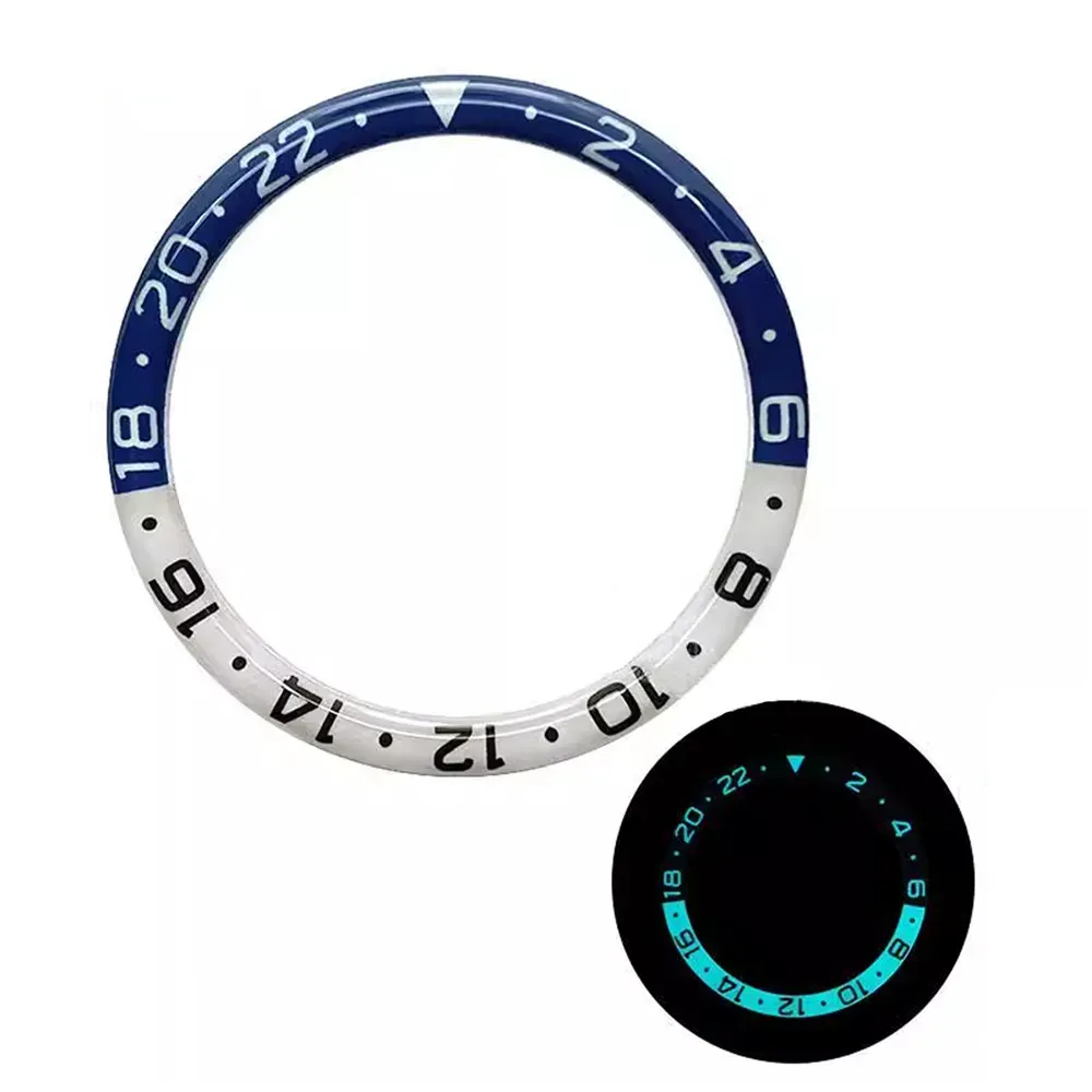 Kits 38 mm Bisel de reloj luminoso para SKX007 SKX011 Relojes de buceo modificado Parte de resina Insertar anillo de reemplazo de anillo