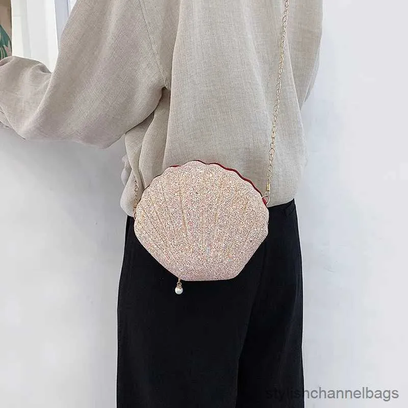 Evening Bags Women Shoulder Handbags Shell Bag Chain Cute Sequins Small Bag Phone Money Pouch Zipper Crossbody Bags for Women Bolsa Feminina