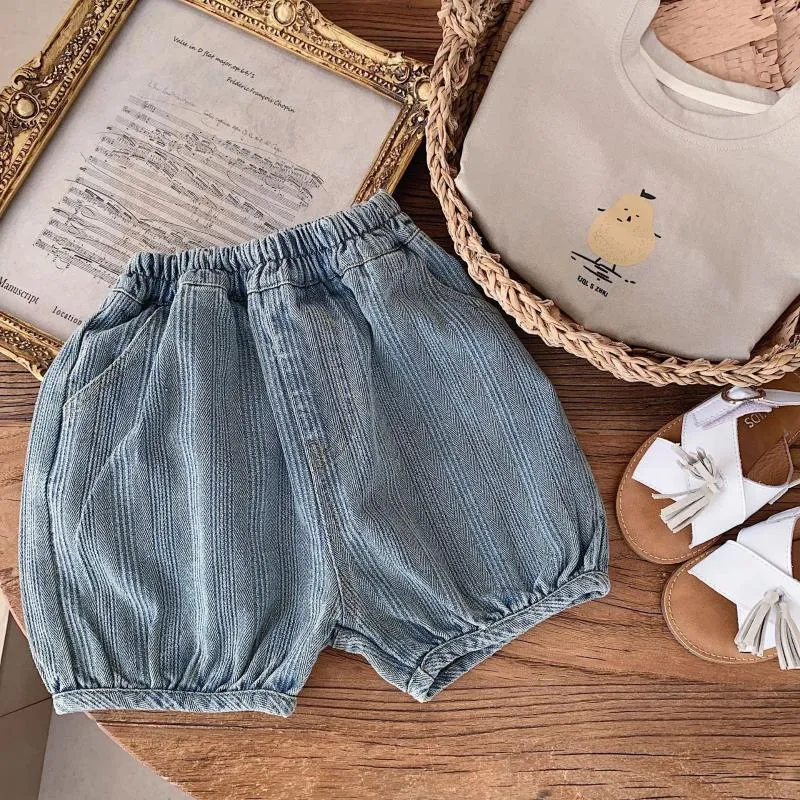 Trousers Children Clothing Korean Style Of Boy Elastic Waist Denim Shorts 2024 Summer Fashion Casual Soft And Comfortable