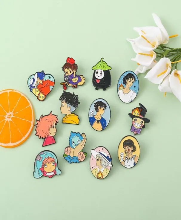 Cartoon Movie Emamel Pins Howl Sofia Ashitaka San Ponyo Sosuke Brooch Lapel Badges Anime Custom Jewelry Gift for Kids Friends 18 C9434250