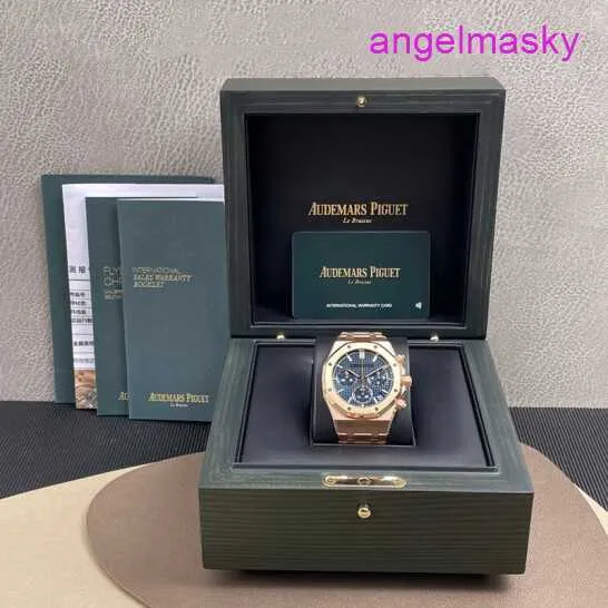 AP Wrist Watch Watch Royal Oak 26240or Disc bleu 18K Rose Gold Watch Mens Automatic Machinery 41mm