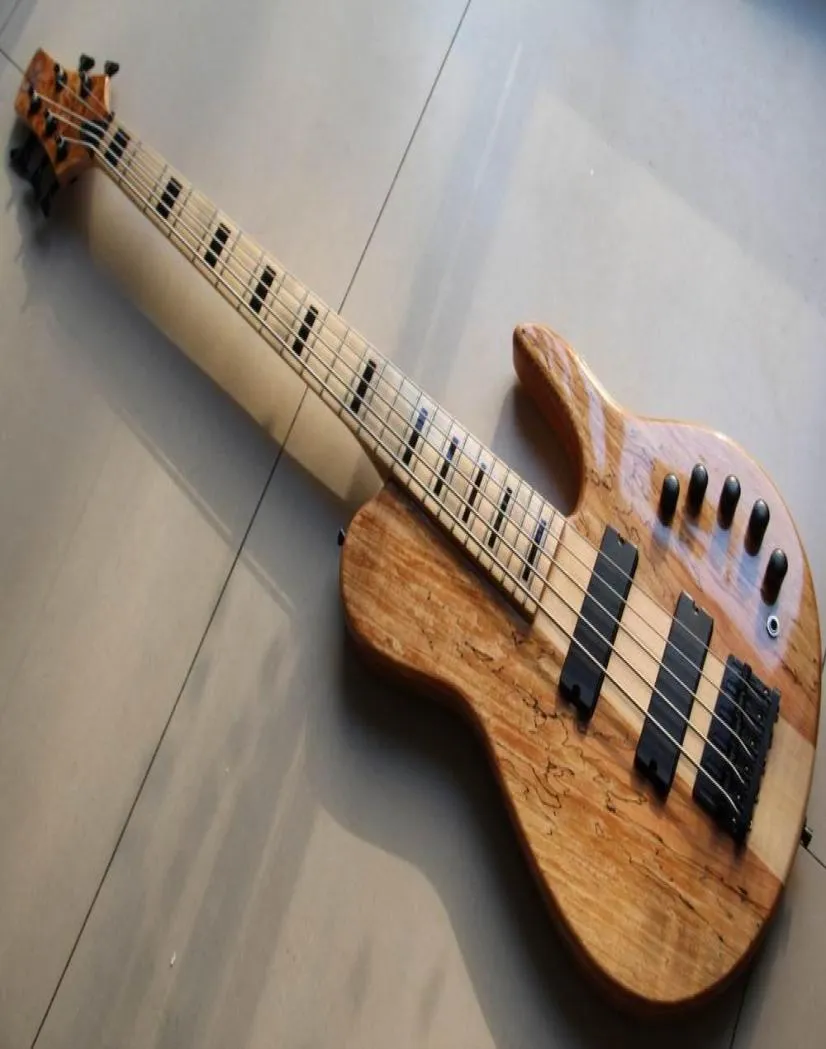 Nowy przylot 5 ciągów stałych popiołu elektrycznego gitary basowej jedna przez najwyższą jakość szyi w naturalnym 121227637848