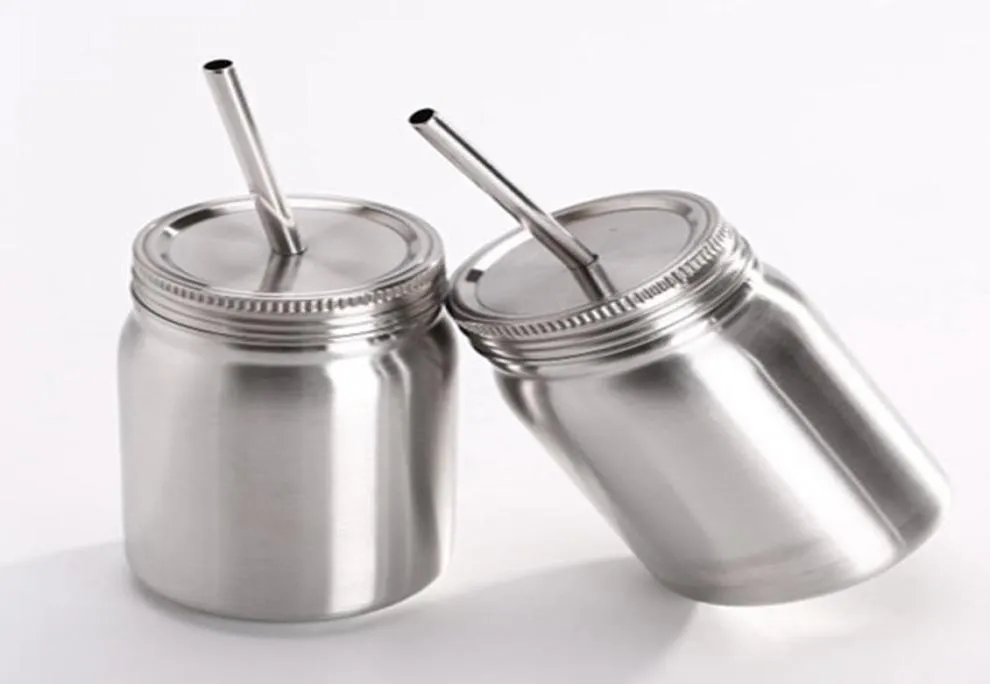 500700ml single double layer stainless steel Mason Tumbler Mason Jar with stainless steel straw and leak proof lid Water Bottle C7384649