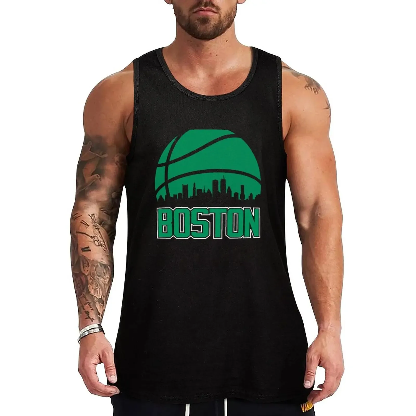Retro Celtics Basketball Boston City Skyline Tob Top Gym Porter Bodybuilding T-shirt 240408