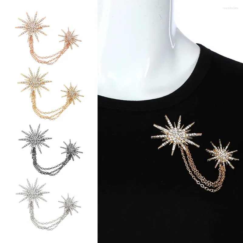 Broches exagérées Full Diamonds Chaîne One-Piece Brooch Brooch Foot Floke Flake Shape Scarf fermoir