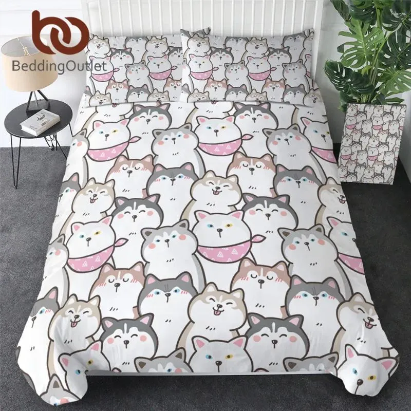 Bedding Sets BeddingOutlet Dog Duvet Cover Set Cartoon Animal For Kids Watercolor Puppy Bedspread Pink Bib Cute Bed 3pcs