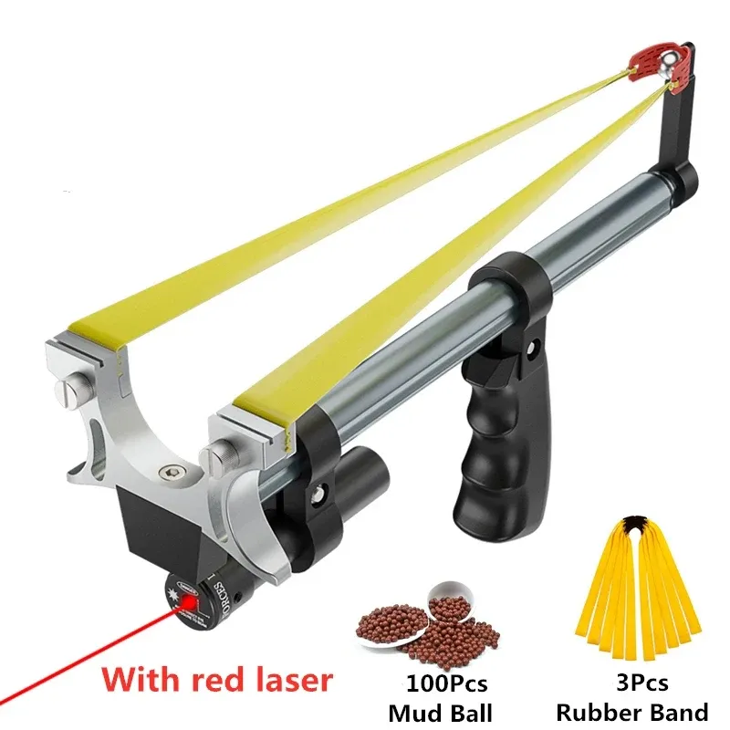 Slingshots Rod à haute précision haute précision Slingshot Télescopique High Power Laser Laser Flat Rubbery Band en acier inoxydable Catapulte