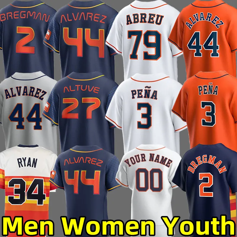 2024 Baseball Jerseys Astros Jeremy Pena Jose Altuve Alex Bregman Yordan Alvarez Mauricio Dubon Jose Abreu Kyle Tucker Jake Meyers Yainer Diaz Nolan Ryan Jersey