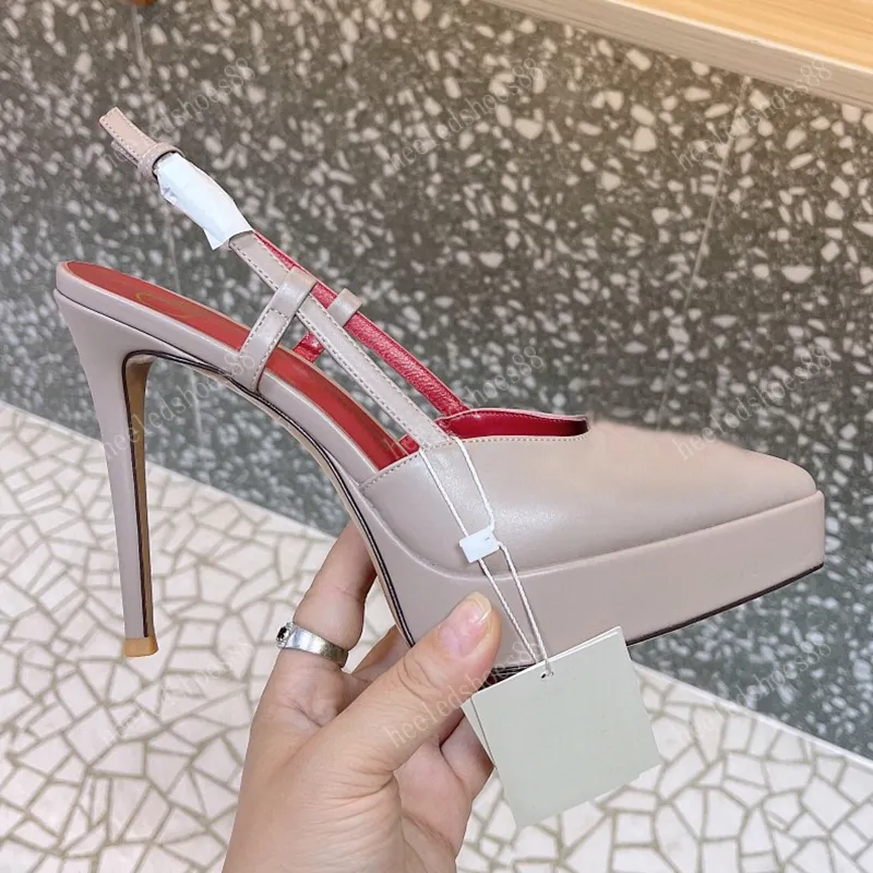 Ankle Straps Women's Sandals 12Cm Pointed Toe Platform Pumps Matte Leather Heels Size 33 42