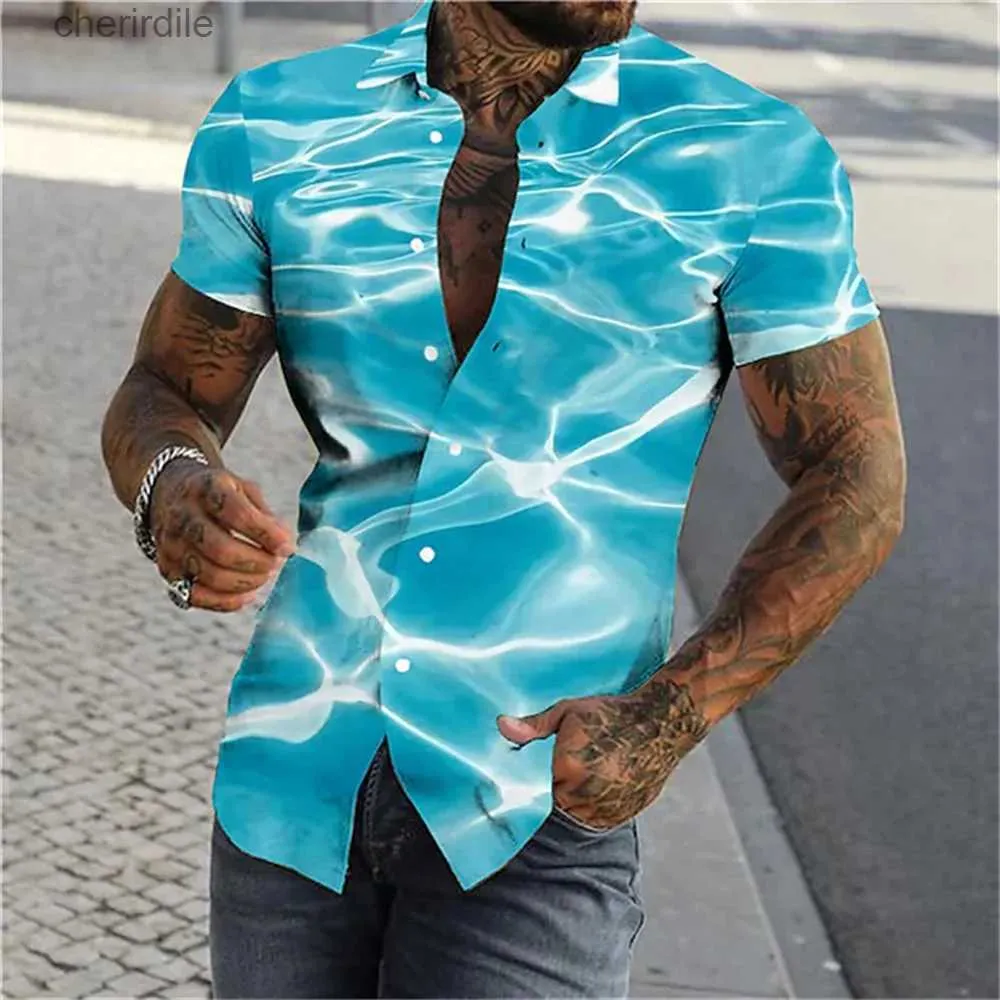 Camisas casuais masculinas 2023 NOVA camisa ALOHA Camisa Flamingo Coco Tree Padrão de impressão 3D Fashion Holiday Holiday Holiday Lazer de manga curta YQ240408