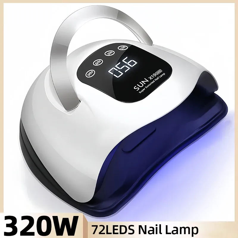 Essiccatori 320W 72leds Lampada per unghie professionale per manicure Lampada di asciugatura a LED UV ad alta potenza con grandi strumenti di manicure touch screen