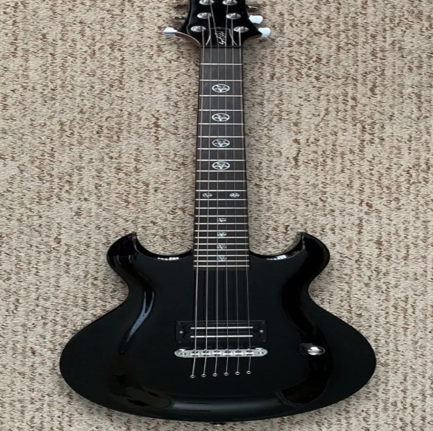 Custom Shop Wash Scott Ian Signature Si 75 gelegenheid Black SG Electric Guitar Double Cutaway 1 Bridge Pick -up Pentastar Inlay GRO4033162