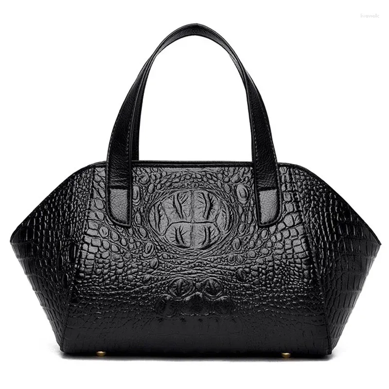 Cordon de cordon d'âge moyen du sac pour femmes sac à main sac à main motif crocodile féminin en cuir rétro messager mature femme