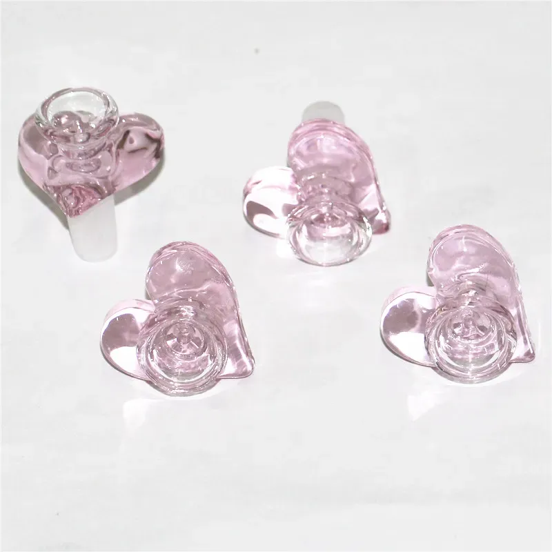 Glass Bowl Male 14mm heart shape 18mm bong bowls smoke accessory for smoking pipes glass water pipe