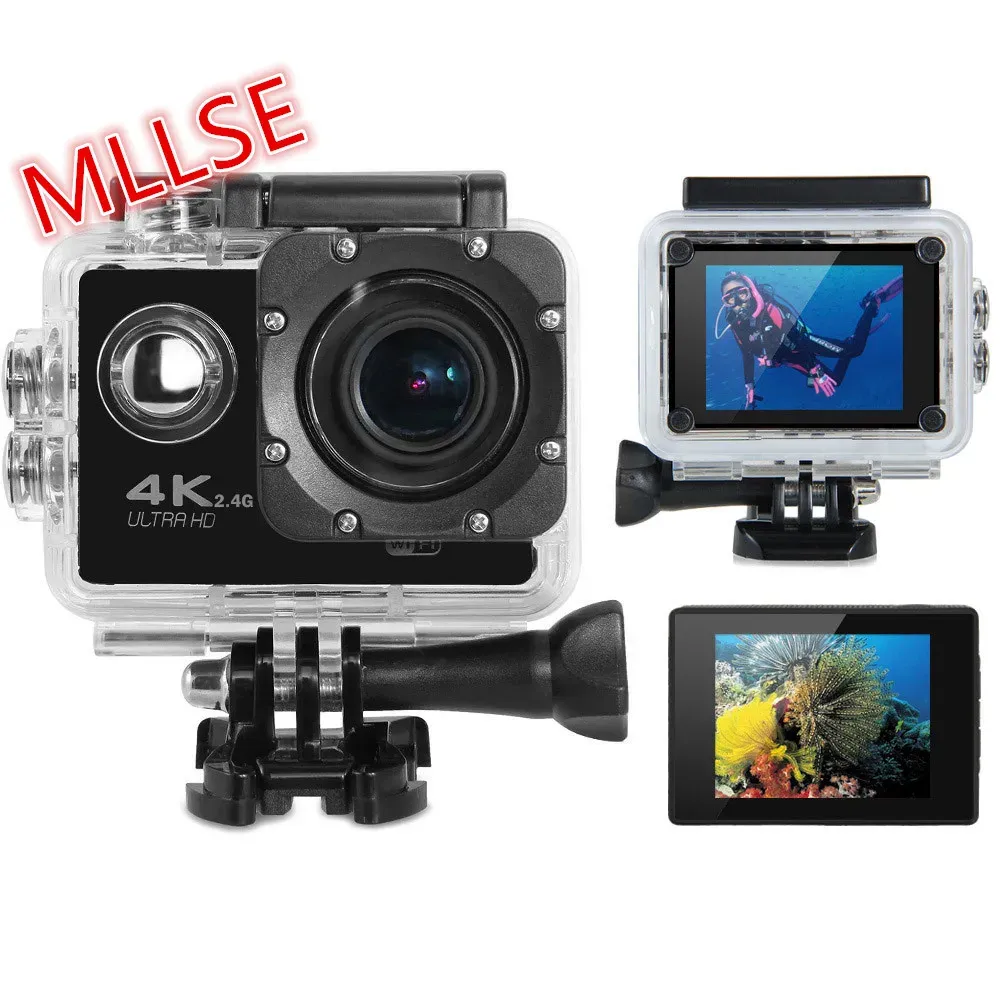 Камеры Mllse Sport Action Camera Ultra HD 4K Wi -Fi Спортивная видеозапись видеокамера DVR DV Go Waterproof Pro Mini Helme Camera