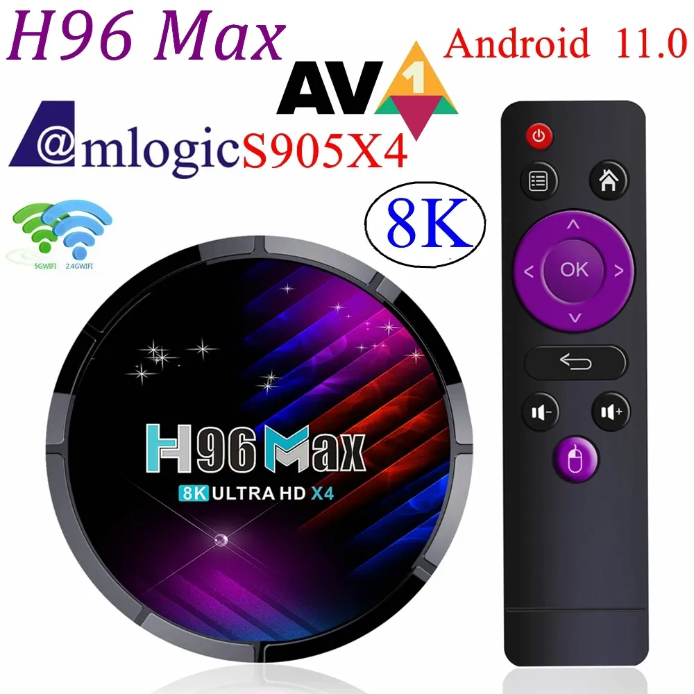 Box 10pcs Android 11 TV Box Amlogic S905X4 H96 MAX X4 4G 32G 64G 2.4G 5G Dual WiFi Bt YouTube AV1 Smart Media Player 8K Set Top Box Set Top Box
