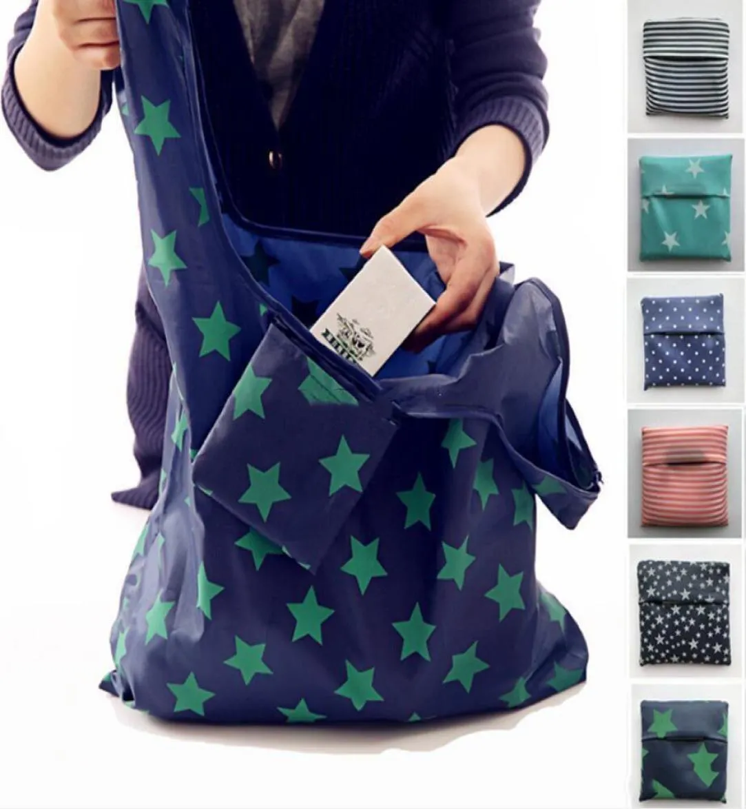 6styles складываемые многоразовые сумки для покупок Eco Storage Grocery Sadcags Star Stripe Dot Print Print Shopping Sumbag 5335CM8089634