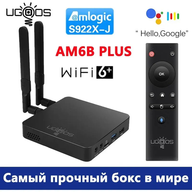 Box ugoos am6 am6b mais amlogic s922xj 2.2 GHz Android 9.0 Smart TV Box 4GB 32GB WiFi 6 1000m Caixa superior 4K Player vs am7