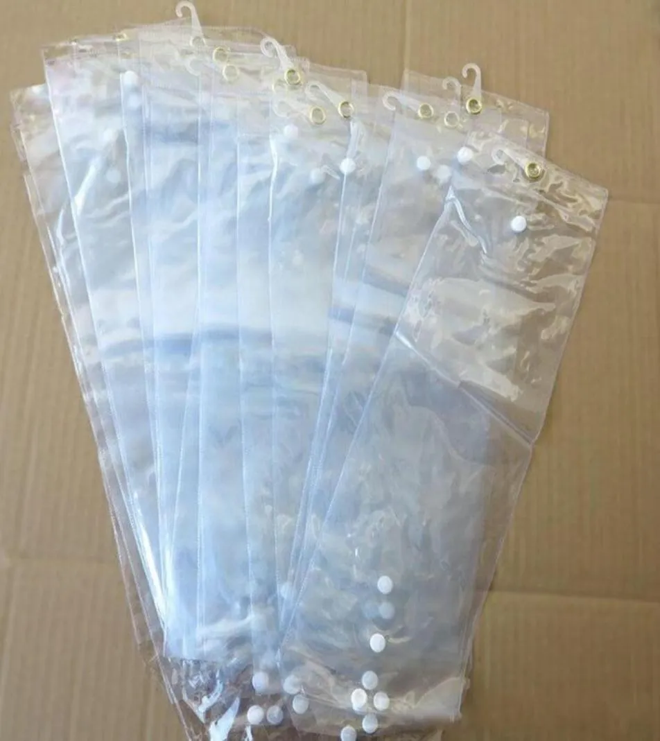 PVC Plastic package Bags Packing Bags with Pothhook 1226inch for Packing hair wefts Human Hair Extensions Button Closure34499519472144