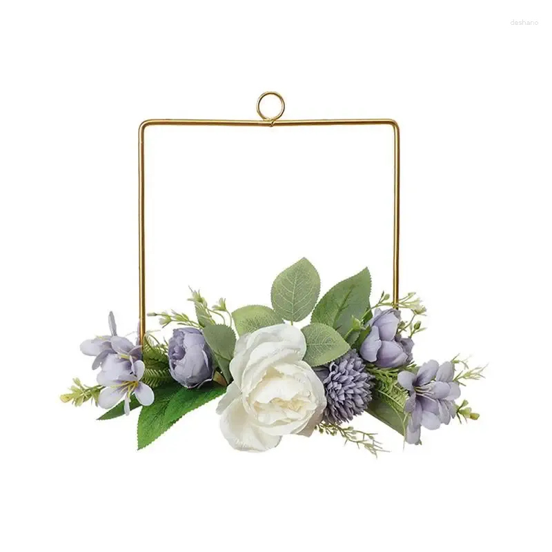 Dekorativa blommor Metallkrans Ring Floral Hoop Centerpiece Heavy Duty Wire Rings för hantverk med Camellia och Willow