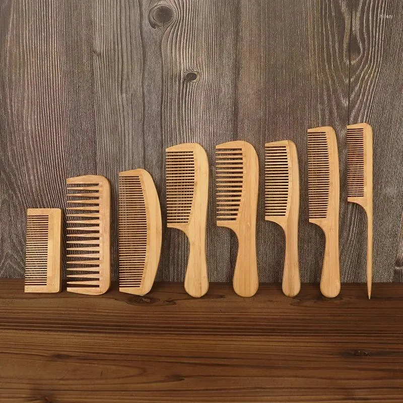 Storage Boxes Custom Brand Logo Eco Friendly Wooden Wide Tooth Hair Comb Bamboo And Wood Set