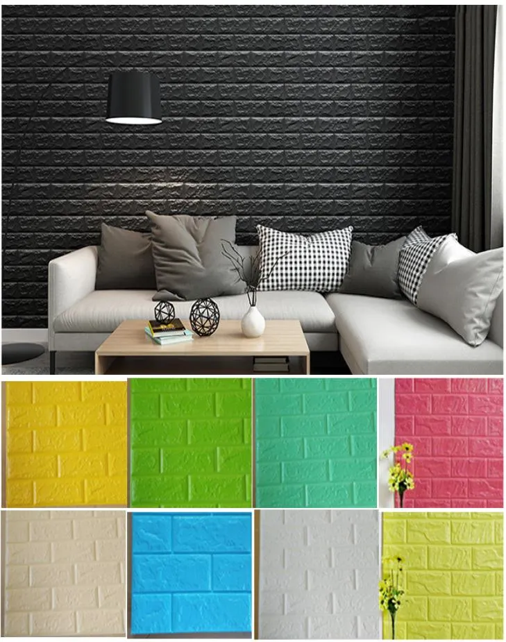 PE 폼 스티커 3D 벽 벽돌 패턴 방수자가 접착 벽지 룸 홈 장식 아이 침실 거실 스티커 2167606