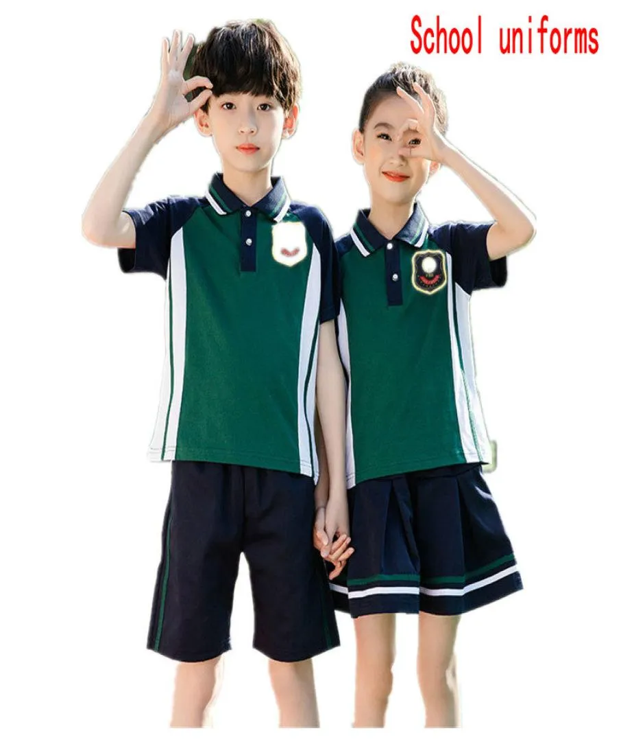 Retail Custom kids tracksuit children England boy girl short sleeve 2pcs set primary school uniforms designer clothes Clothing Set7102124