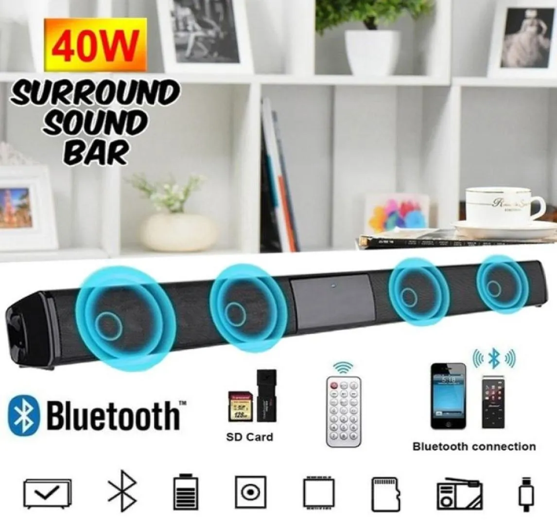 Wireless Bluetooth Soundbar HiFi Speente estéreo Home Theater TV Strong Bass Sound Bar Subwoofer Withwithout Remote Control6196516