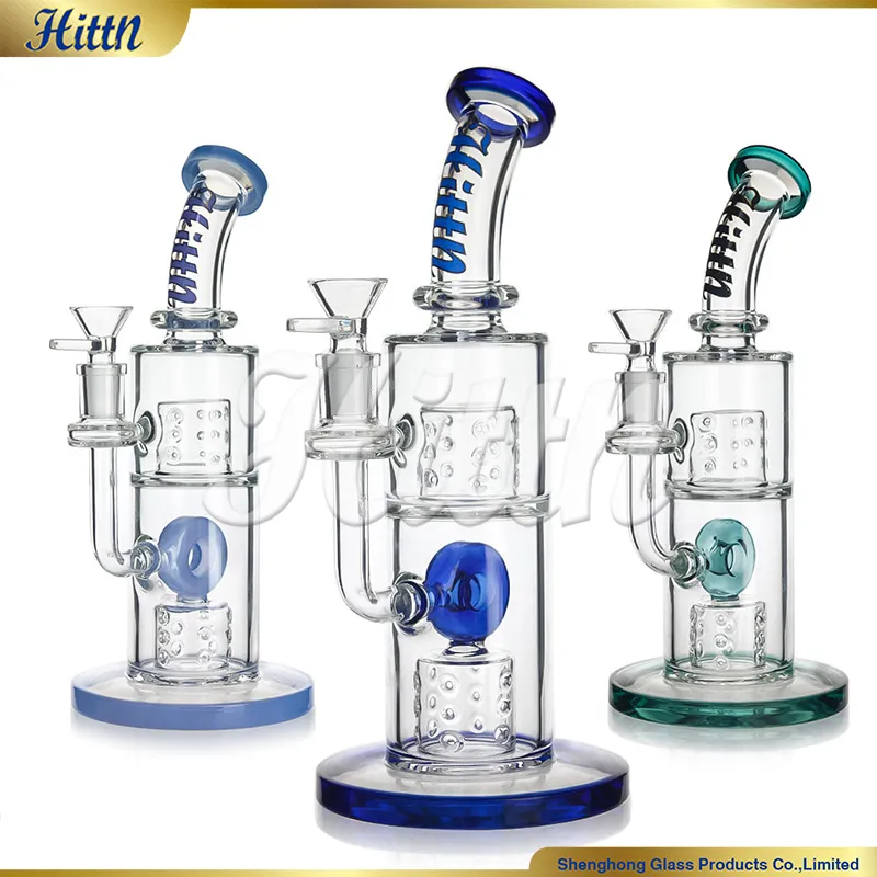 Hittn Glass Bong Pipe d'eau épais en verre épais soufflé à la main 420 Bong d'eau pour fumer 10,3 pouces avec bol de 14 mm Blue Milk Blue Lake Green 2024 Nouveau