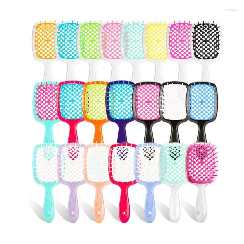 Förvaringslådor Anpassad plast ihålig detangling Curly Out Hair Brush Scalp Massage Comb