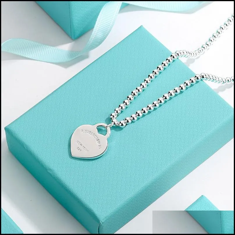 High quality Heart Pendant Necklaces Fashion designer Titanium stainless steel charm Bead Chain Design Brand Heart Love Necklace Gold for Women Jewelry Gift