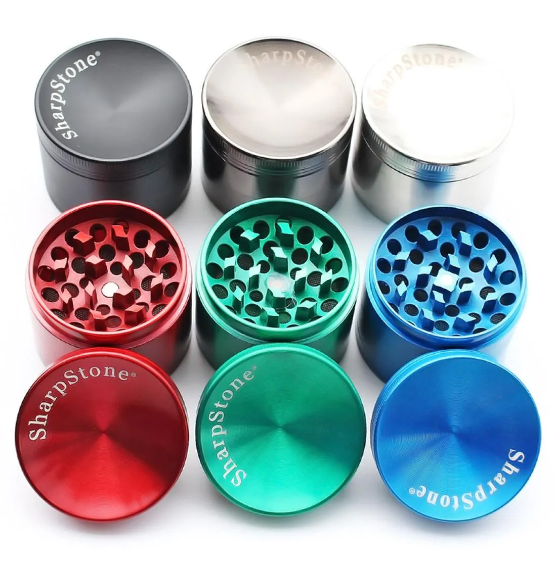 SharpStone Concave Grinders Dry Herb Vaporizer Herb Spice Crusher 40mm 50mm 55mm 63mm Metal Grinder 4 Layers Flat Grinders2133793