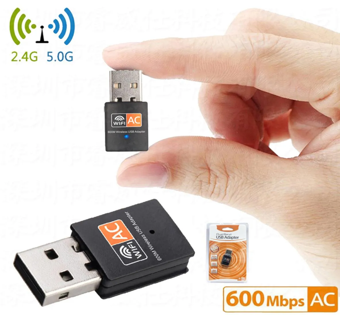 600 Mbps Dual Band Wireless USB -adapter AC600 24GHz 5GHz WiFi Receiver Antenne PC Mini Computer Network Card 80211AC6282077