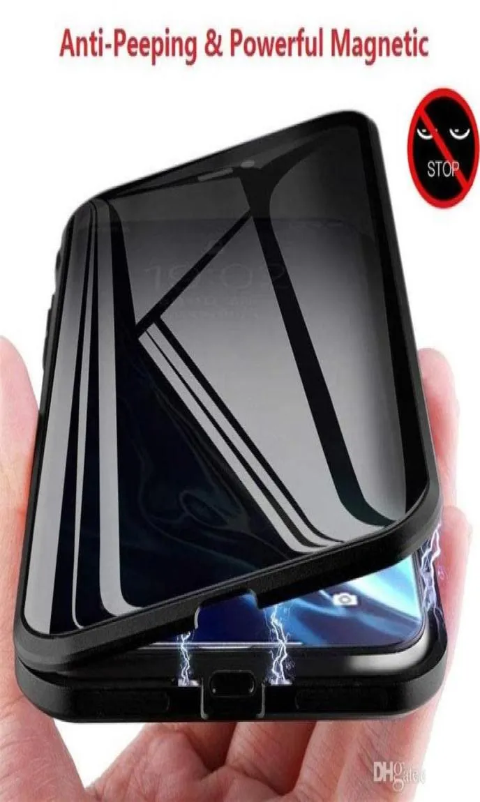 iPhone XR XS 11 12 Pro Private Metal Phone Case Coque 360 ​​Magnet PreventPeeping Cover240C56384008662457 용 Max Magnetic Case