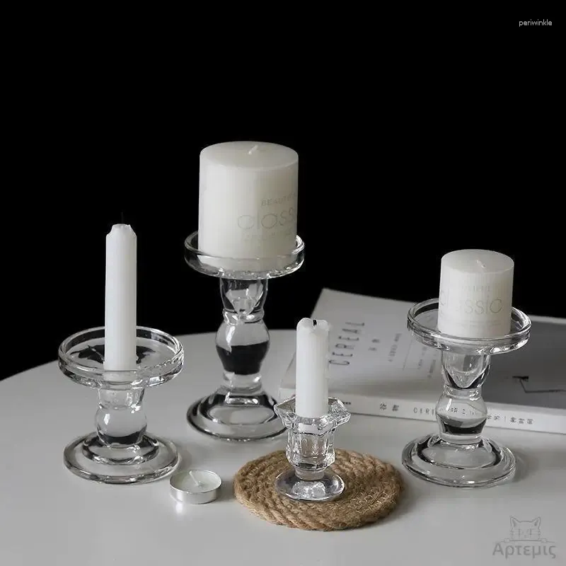 Titulares de vela Nórdicos Decoração de casa simples Tabela central peça a velas jantar Dinner de vidro Candlestick Acessórios para o presente de casamento