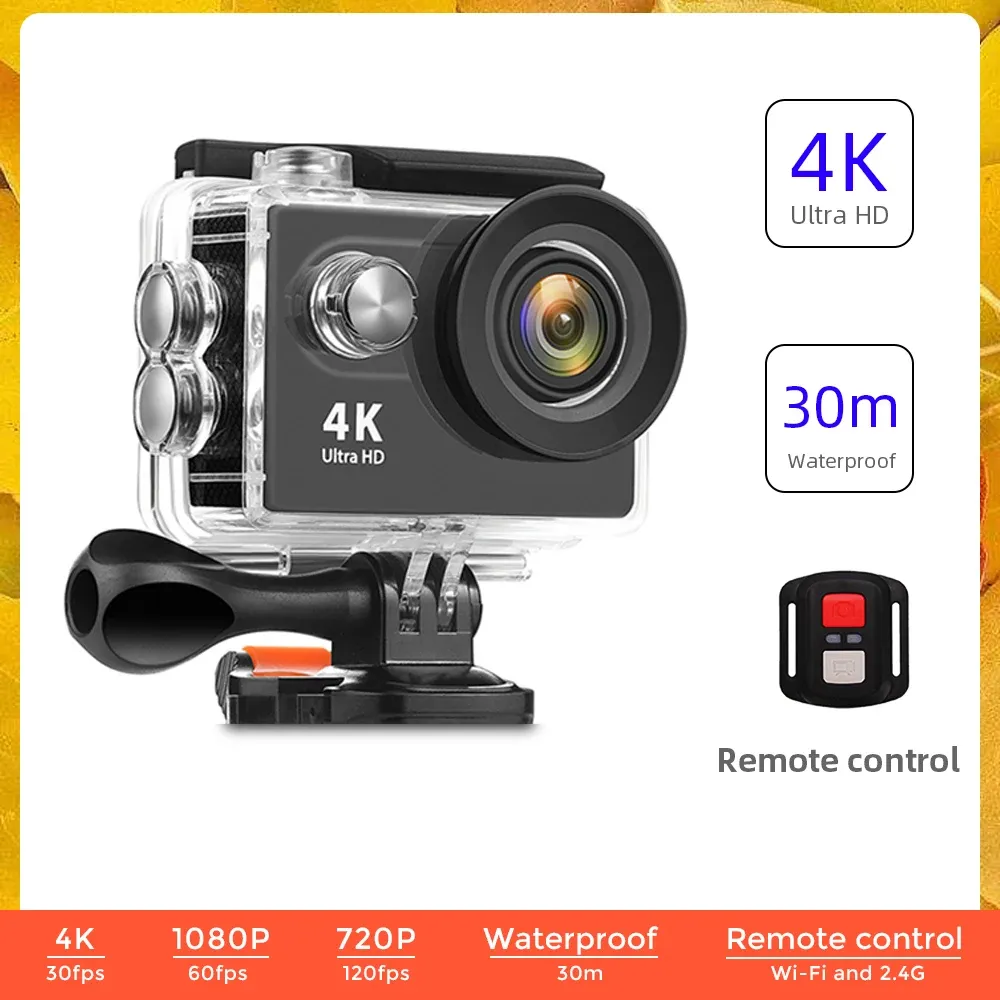 Kameras Original H9R Pro Ultra HD 4K 30fps Actionkamera Eis WiFi 2.0 Zoll 170d Unterwasser wasserdichtes Helm -Videoaufzeichnung Go Sport Cam