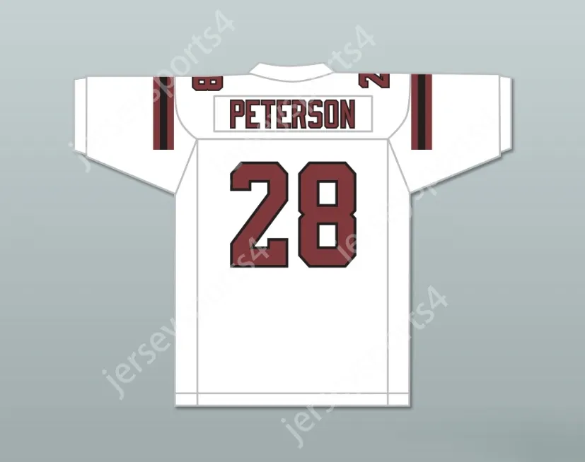 Anpassad Adrian Peterson 28 Palestine High School Wildcats White Football Jersey 2 Top Stitched S-6XL