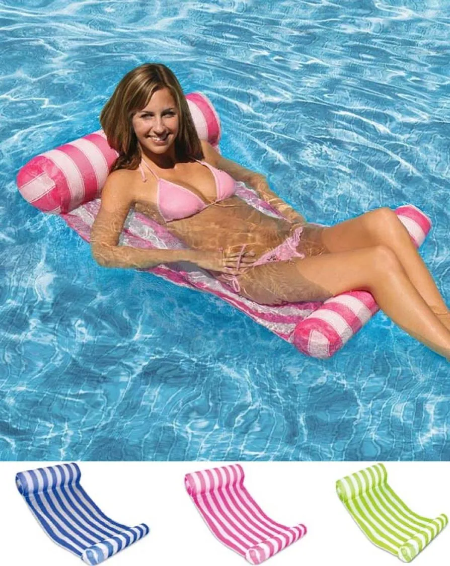 Water Hammock Stripe Lounger Pool Float Inflatable Air Mattress Swimming Pool Equipment Swimming outdoors craze convenient Light A4669596