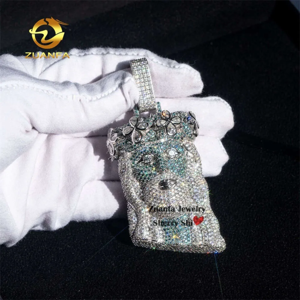 Projekt 3D Hip Hop Rapper Biżuteria biżuteria w dół srebrny hip hop mrożony w kolorze vvs biały mieszanka niebieska wisiorek Jezus